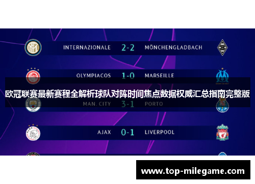 欧冠联赛最新赛程全解析球队对阵时间焦点数据权威汇总指南完整版 欧冠联赛最新赛程全解析球队对阵时间焦点数据权威汇总指南完整版